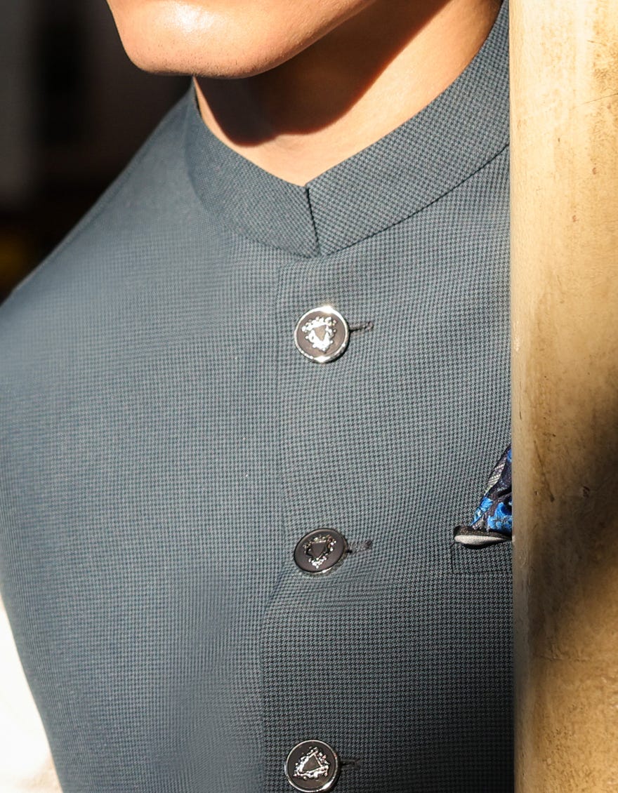 Bluish Grey Blended Waistcoat | Jjvc-A-48054