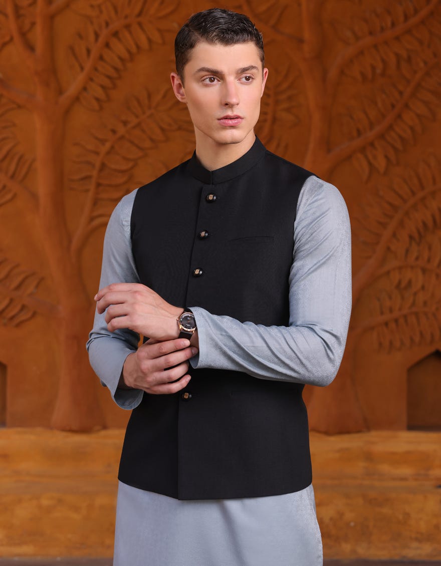 Black Blended Waistcoat | Jjvc-A-48056