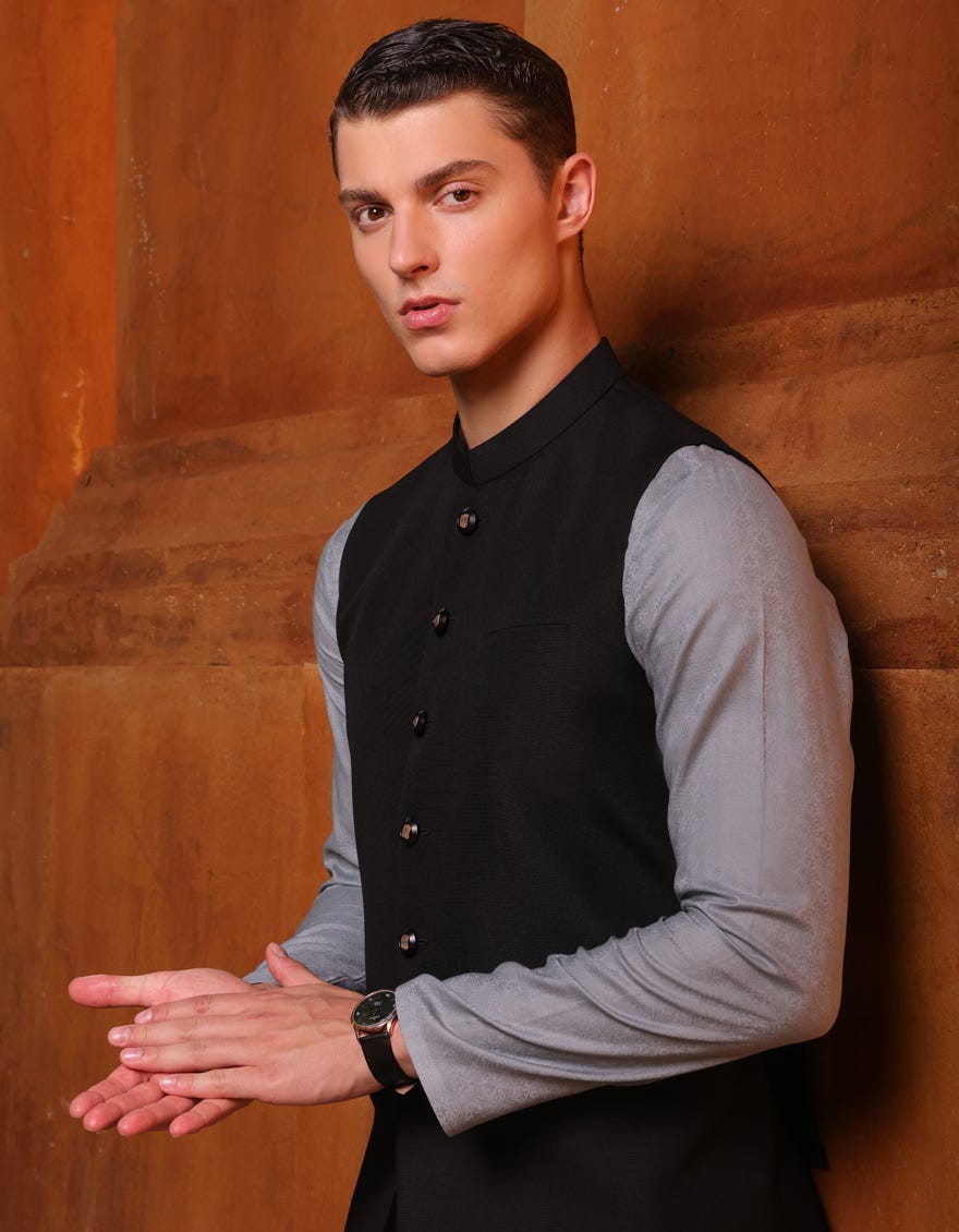 Black Blended Waistcoat | Jjvc-A-48056