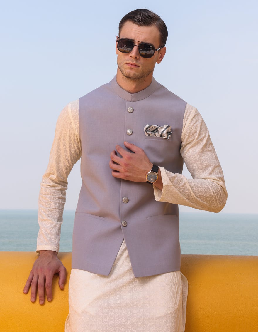 Smoke Grey Blended Waistcoat | Jjvc-A-48061