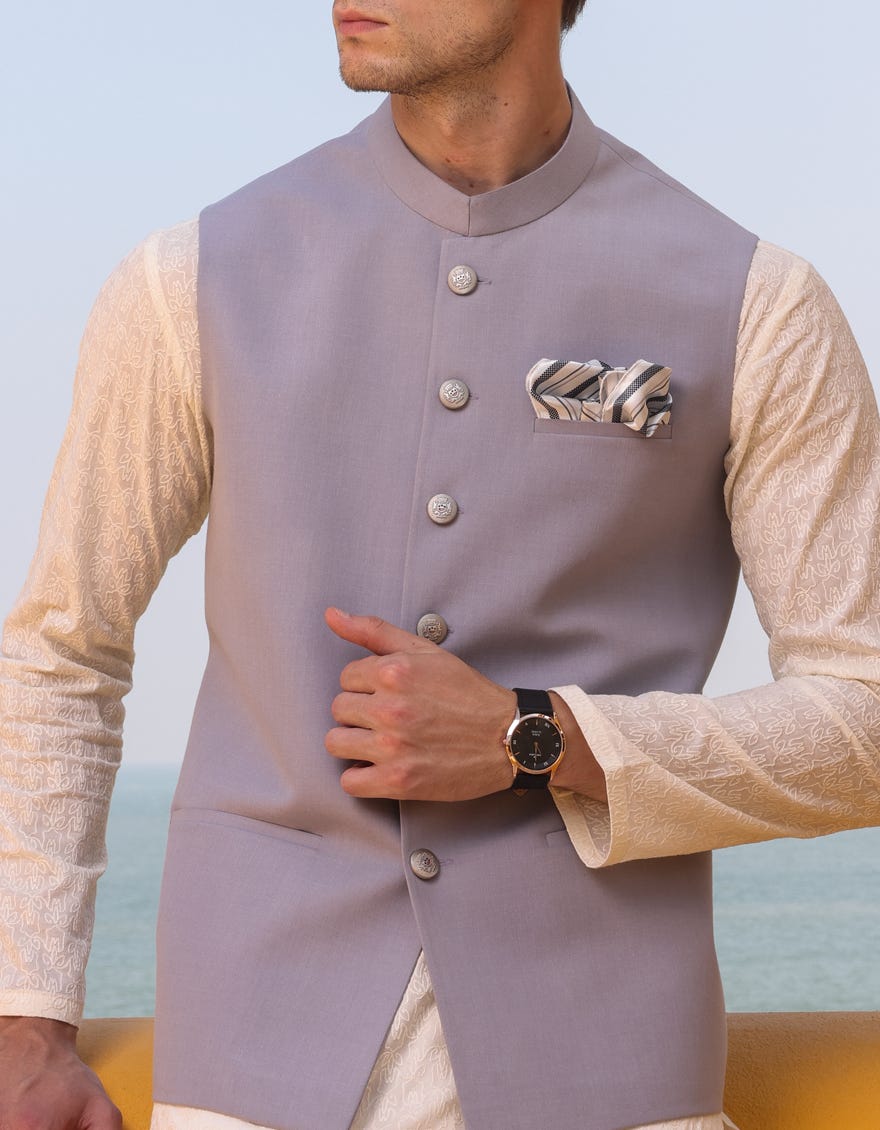 Smoke Grey Blended Waistcoat | Jjvc-A-48061