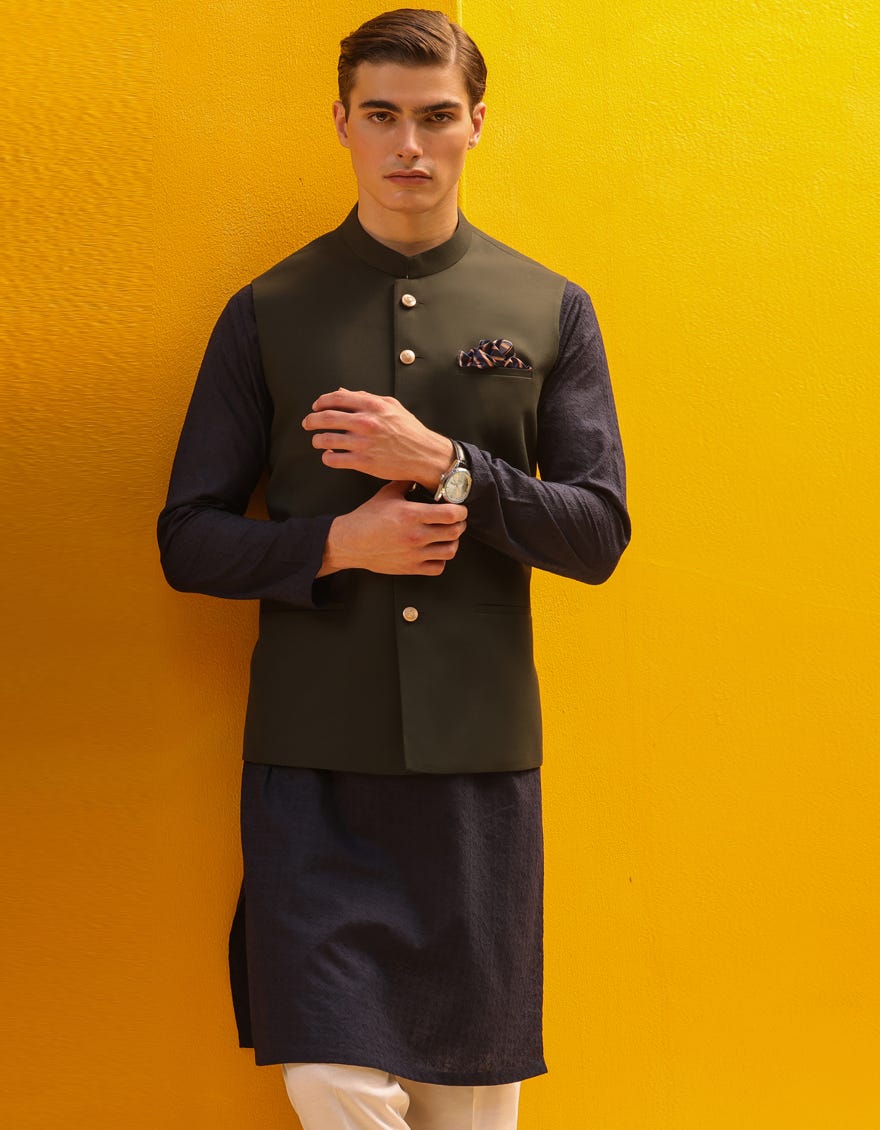 Dark Green Blended Waistcoat | Jjvc-A-48062