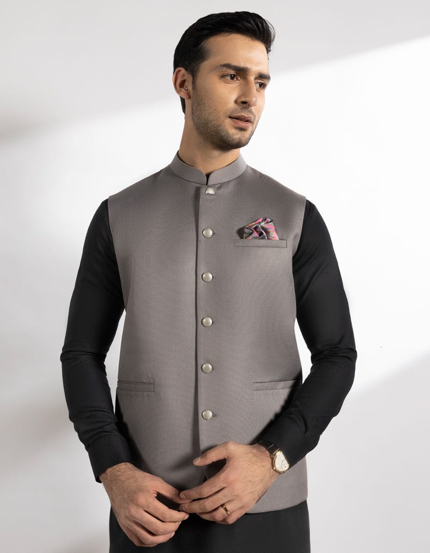 STONE GREY SUITING WAISTCOAT