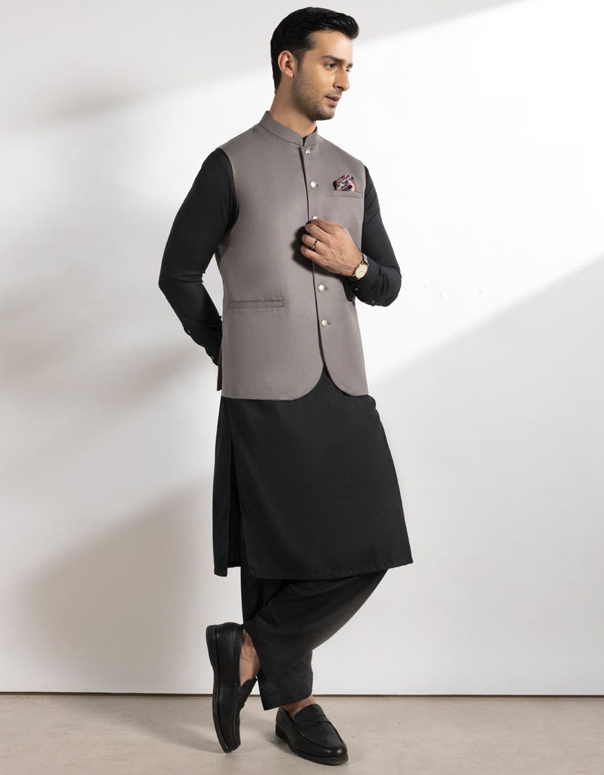 STONE GREY SUITING WAISTCOAT
