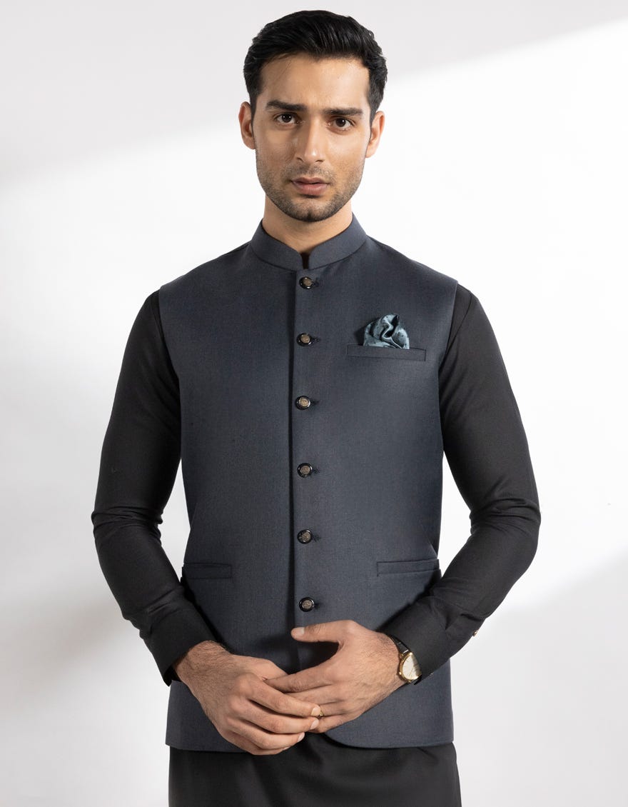 CHARCOAL SUITING WAISTCOAT