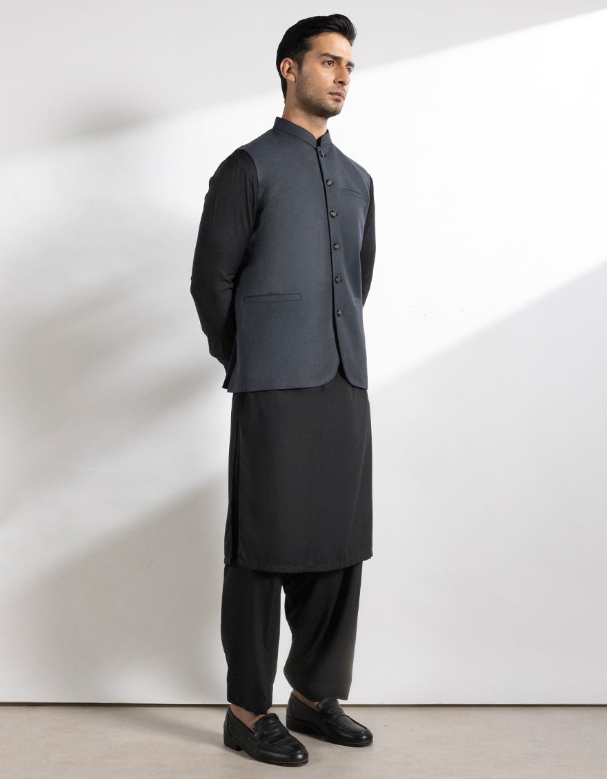 CHARCOAL SUITING WAISTCOAT