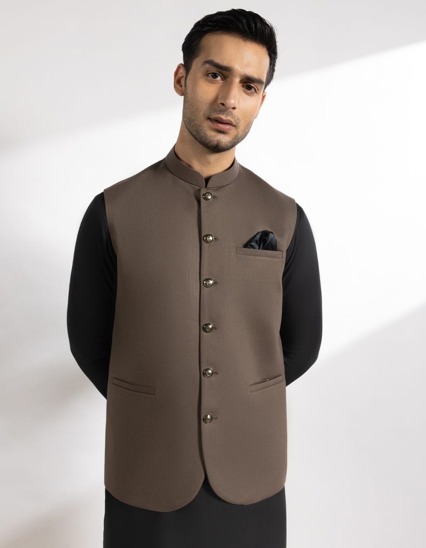 CHESTNUT BROWN SUITING WAISTCOAT