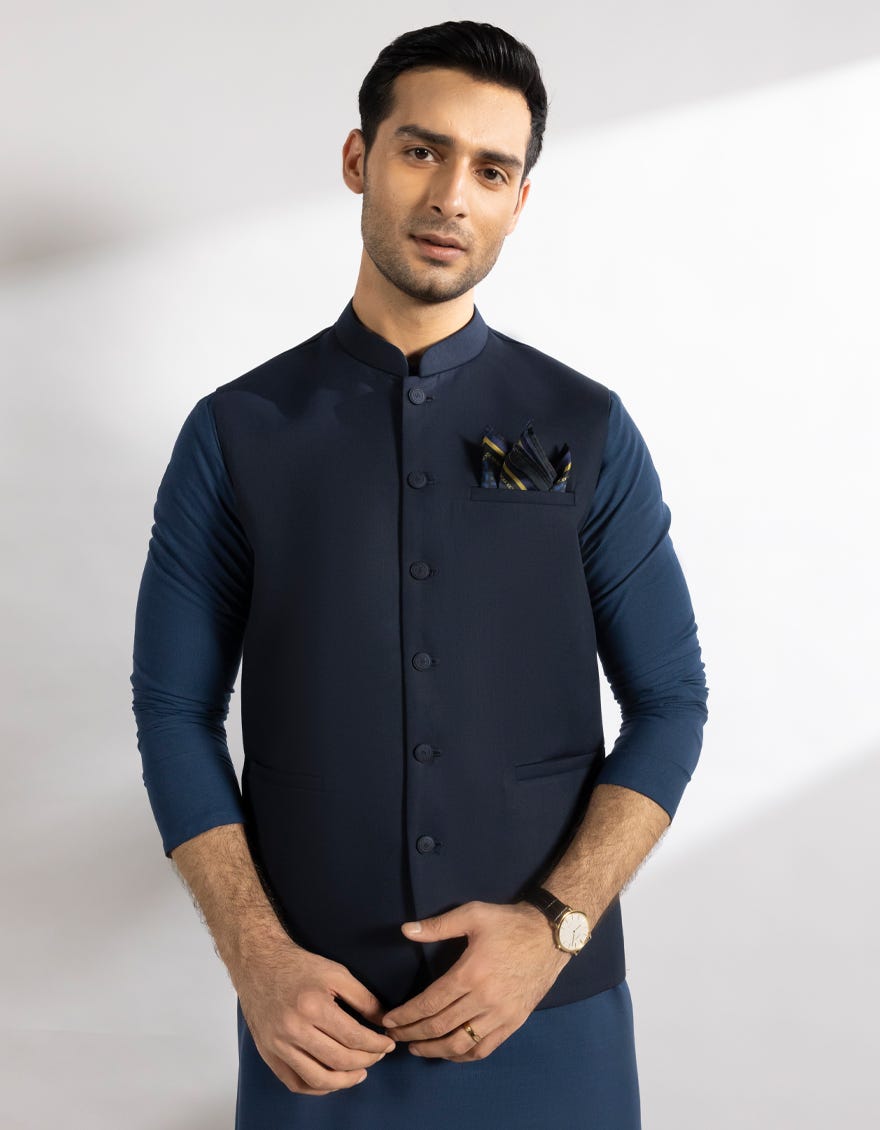 MIDNIGHT BLUE SUITING WAISTCOAT