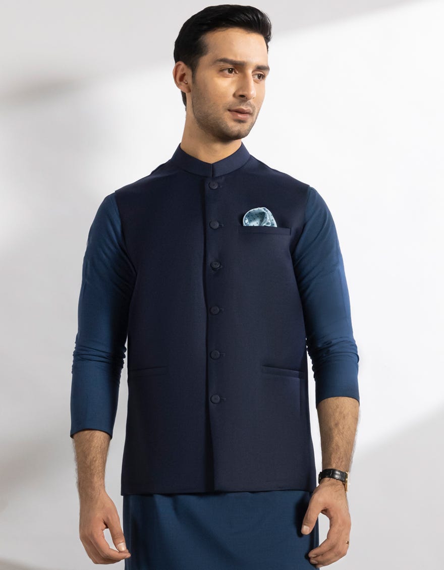 MIDNIGHT BLUE SUITING WAISTCOAT
