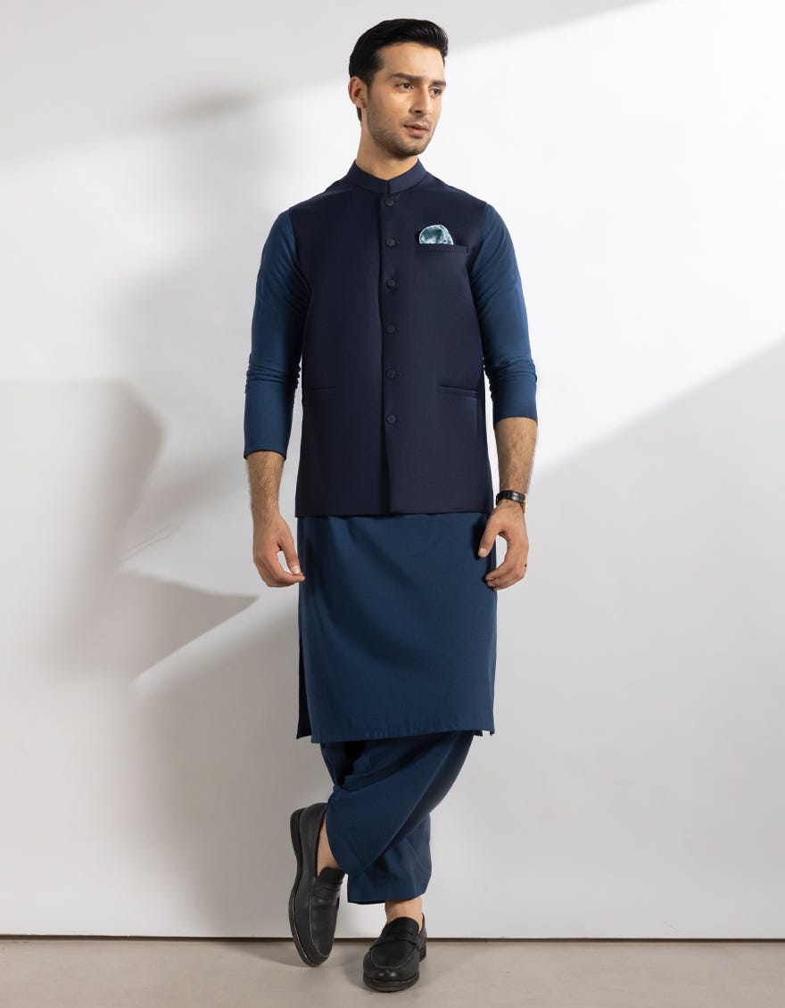 MIDNIGHT BLUE SUITING WAISTCOAT