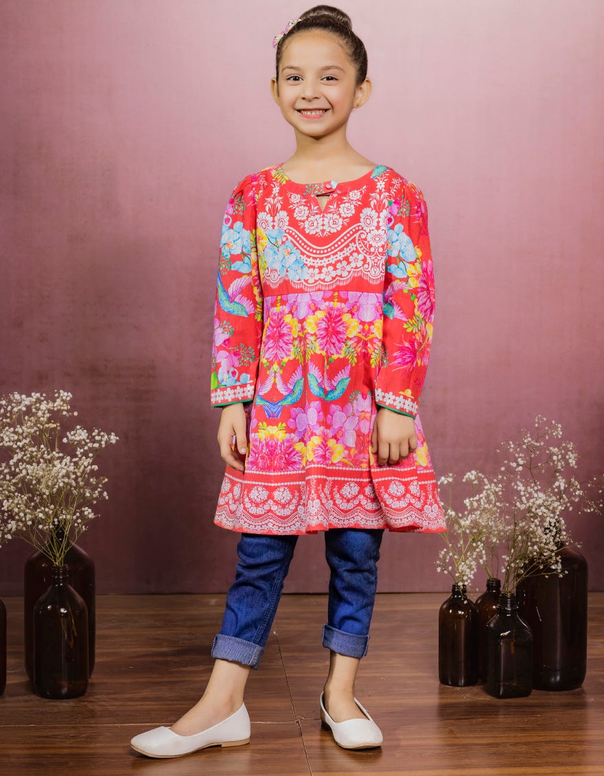 MULTICOLOR KHADDAR GIRLS KURTI | JGLK-S-JK-22-6008 FB