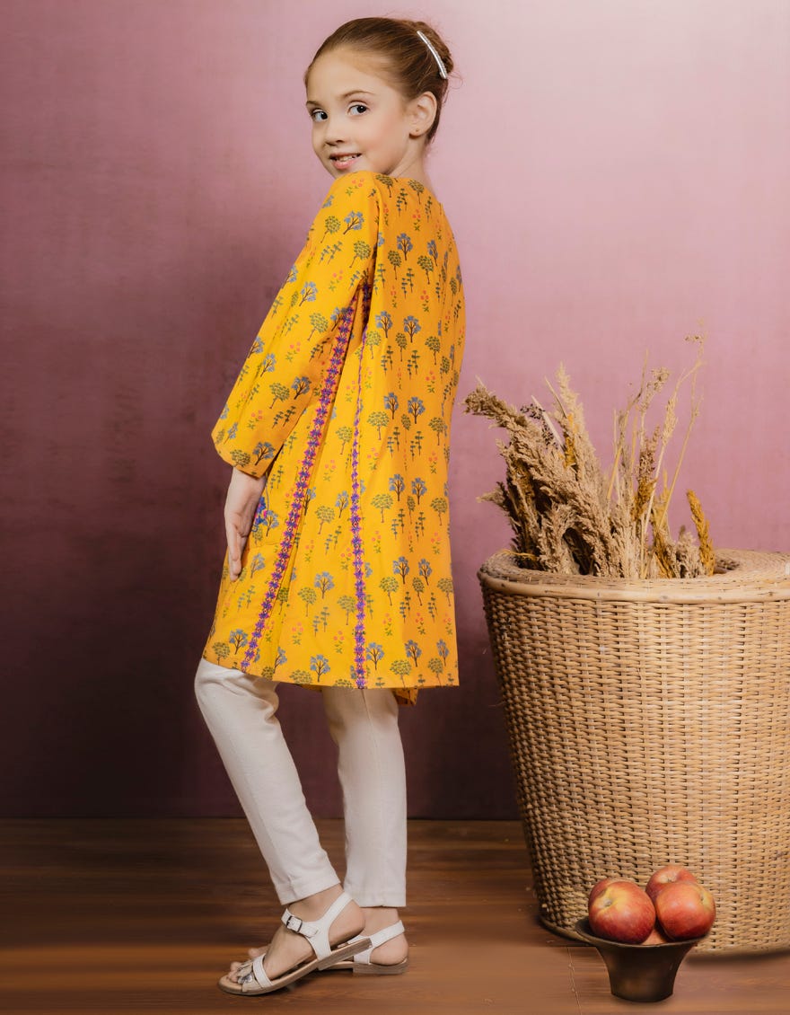 YELLOW LAWN GIRLS KURTI | JGLK-W-JK-22-6011 FB