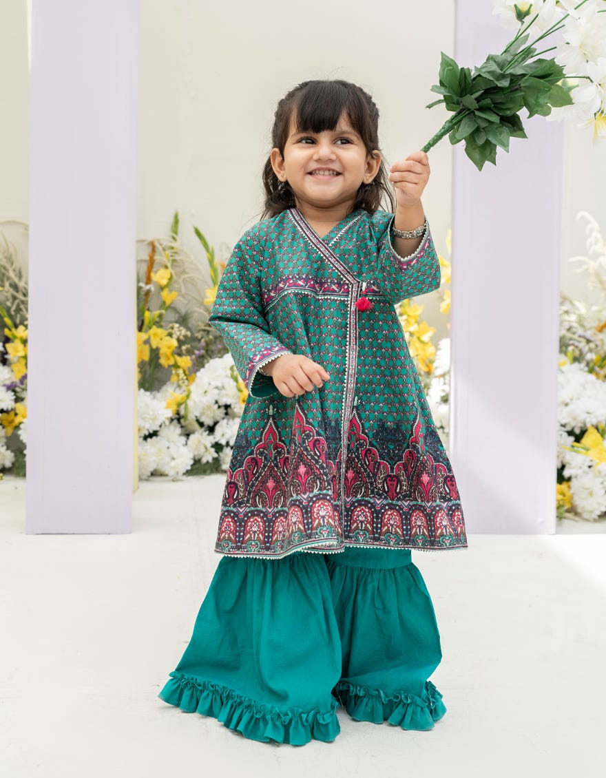 Green Lawn Infant 2 Piece Stitched Dress | Jgkl-S-Jk2-24-5632