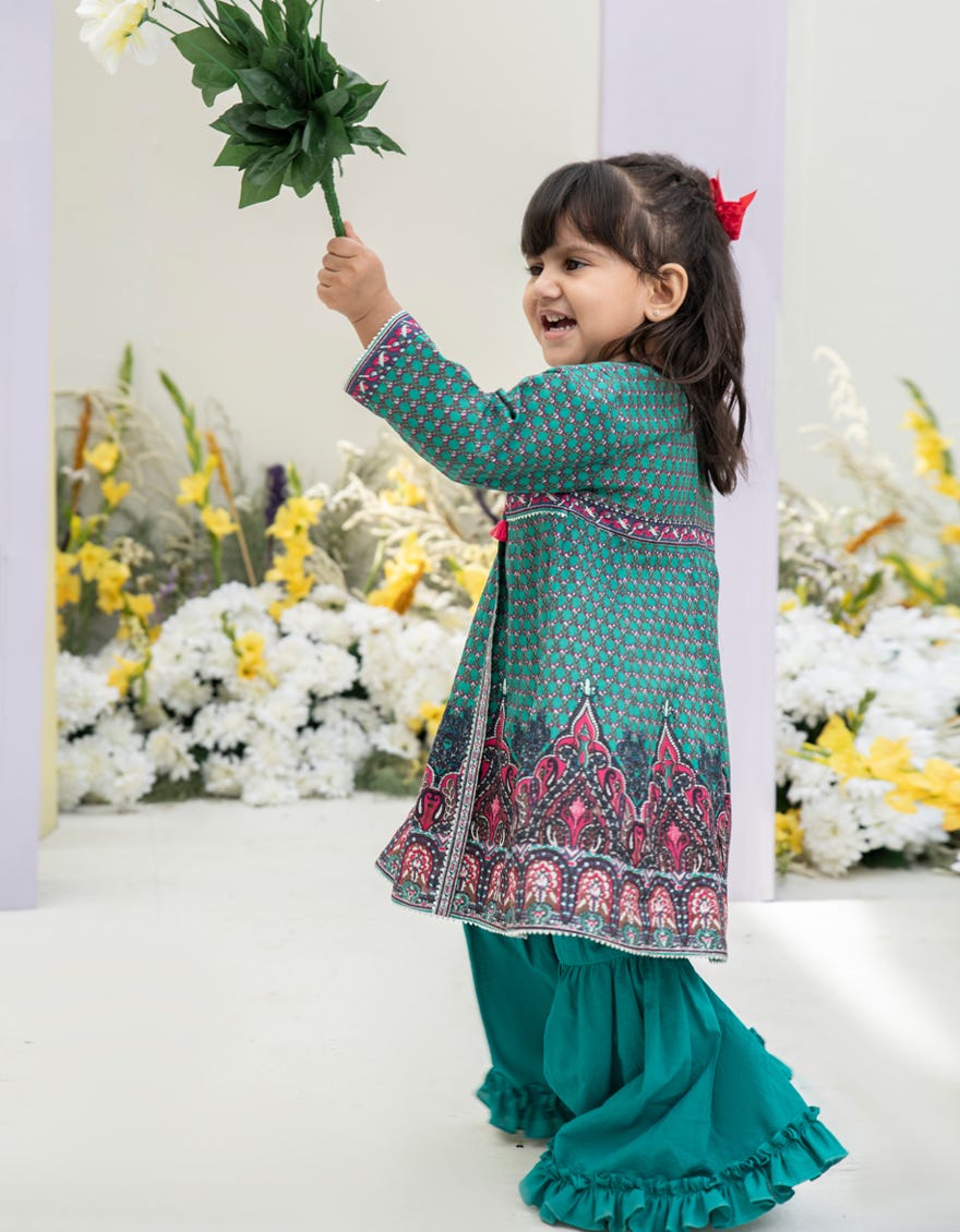Green Lawn Infant 2 Piece Stitched Dress | Jgkl-S-Jk2-24-5632