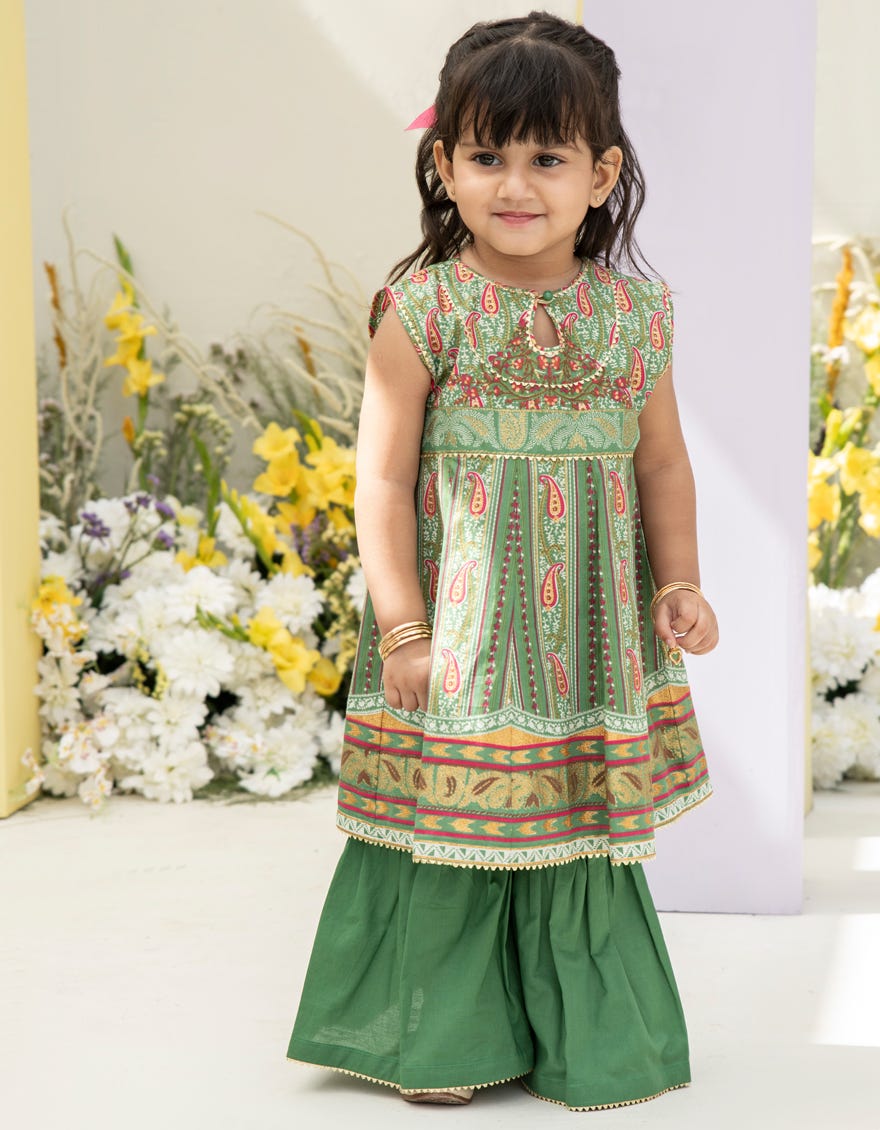 Green Lawn Infant 2 Piece Stitched Dress | Jgkl-S-Jk2-24-5633