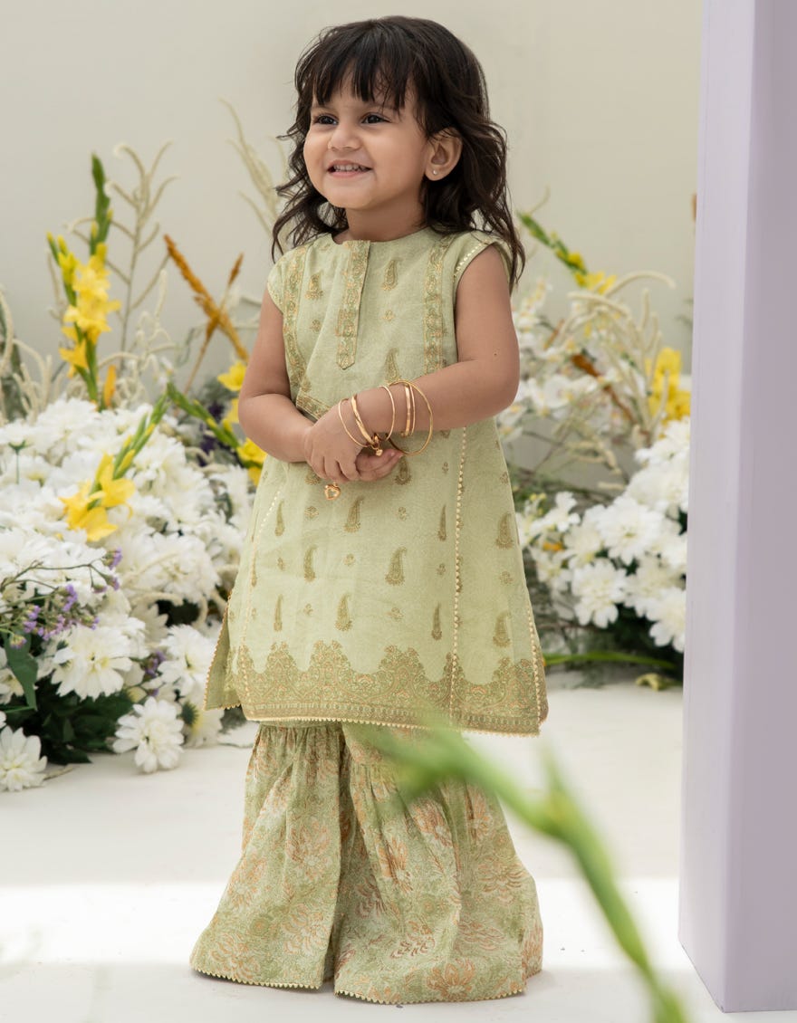 Olive Lawn Infant 2 Piece Stitched Dress | Jgkl-S-Jk2-24-5637