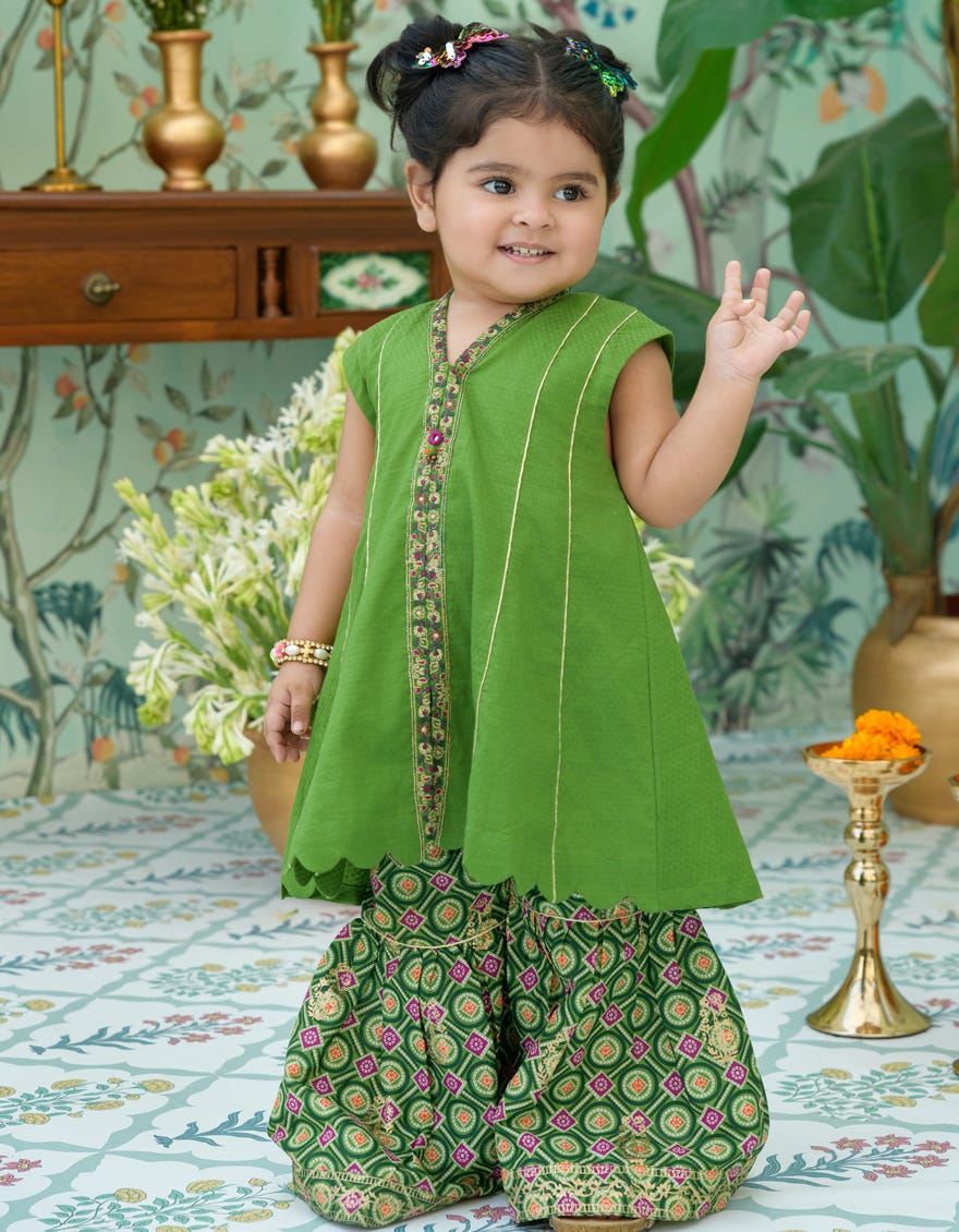 GREEN DOBBY EMBROIDERED 2PC STITCHED