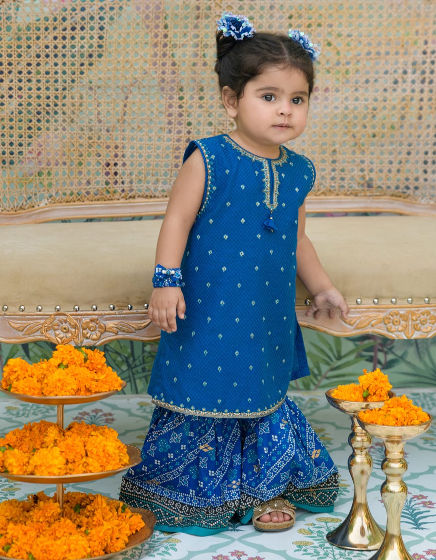 BLUE DOBBY EMBROIDERED 2PC STITCHED