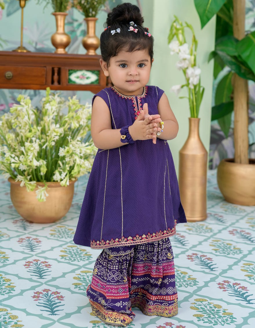 PURPLE DOBBY EMBROIDERED 2PC STITCHED