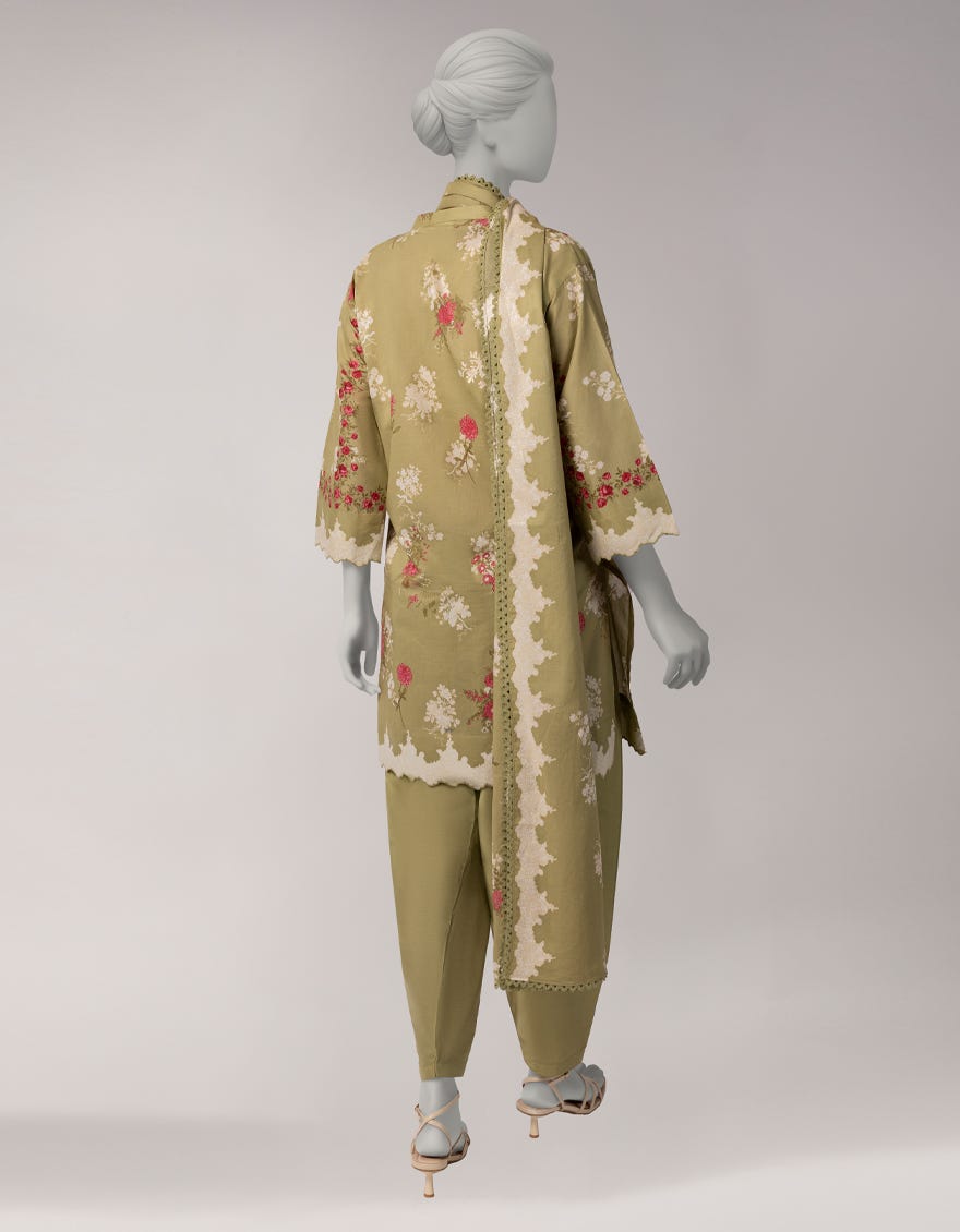 MUSTARD LAWN PRINTED 3PC STITCHED