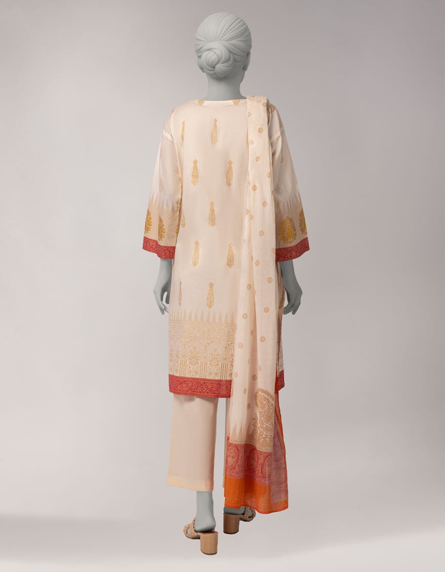OFF WHITE LAWN PRINTED 3PC STITCHED