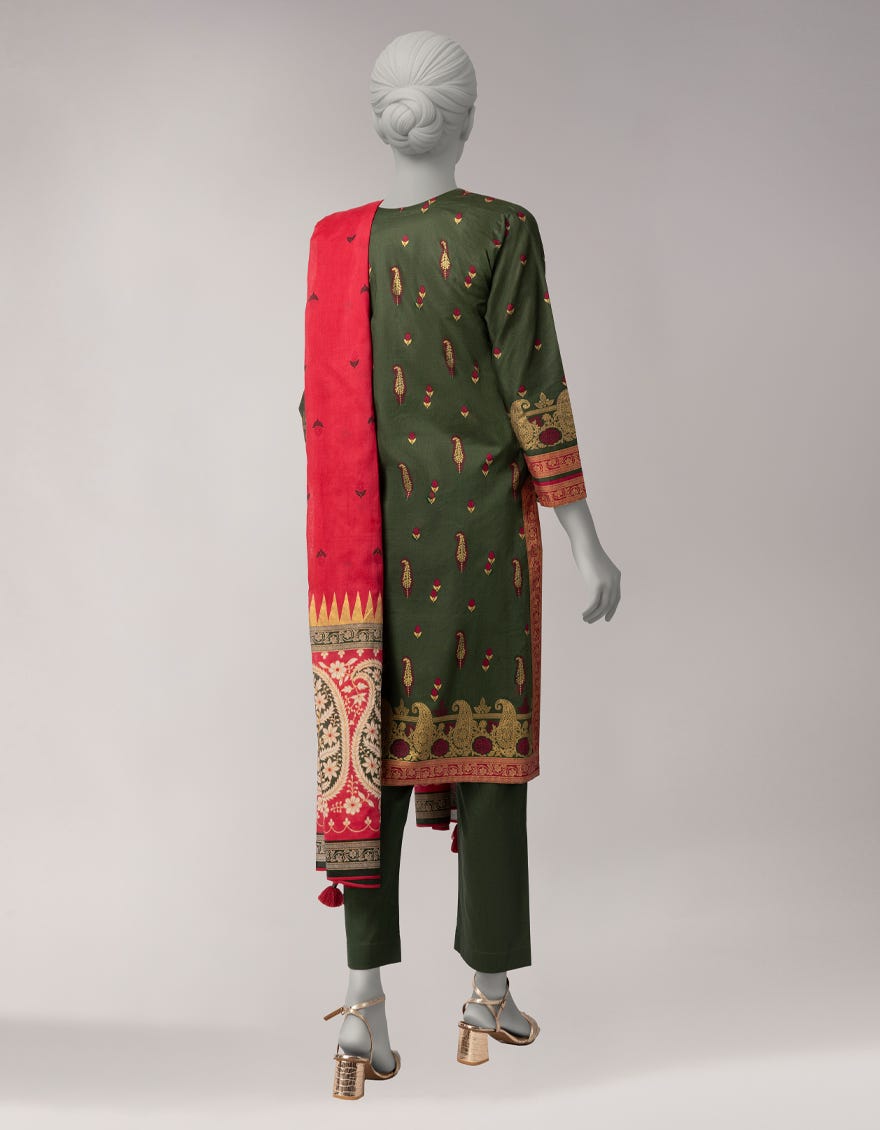 GREEN LAWN PRINTED 3PC STITCHED