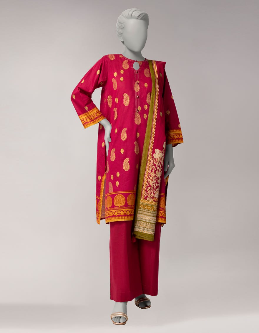 PINK LAWN PRINTED 3PC STITCHED