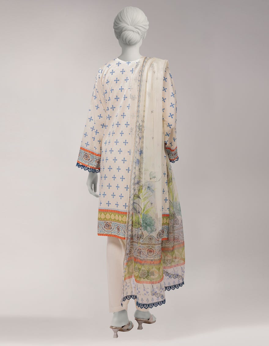 OFF WHITE LAWN EMBROIDERED 3PC STITCHED