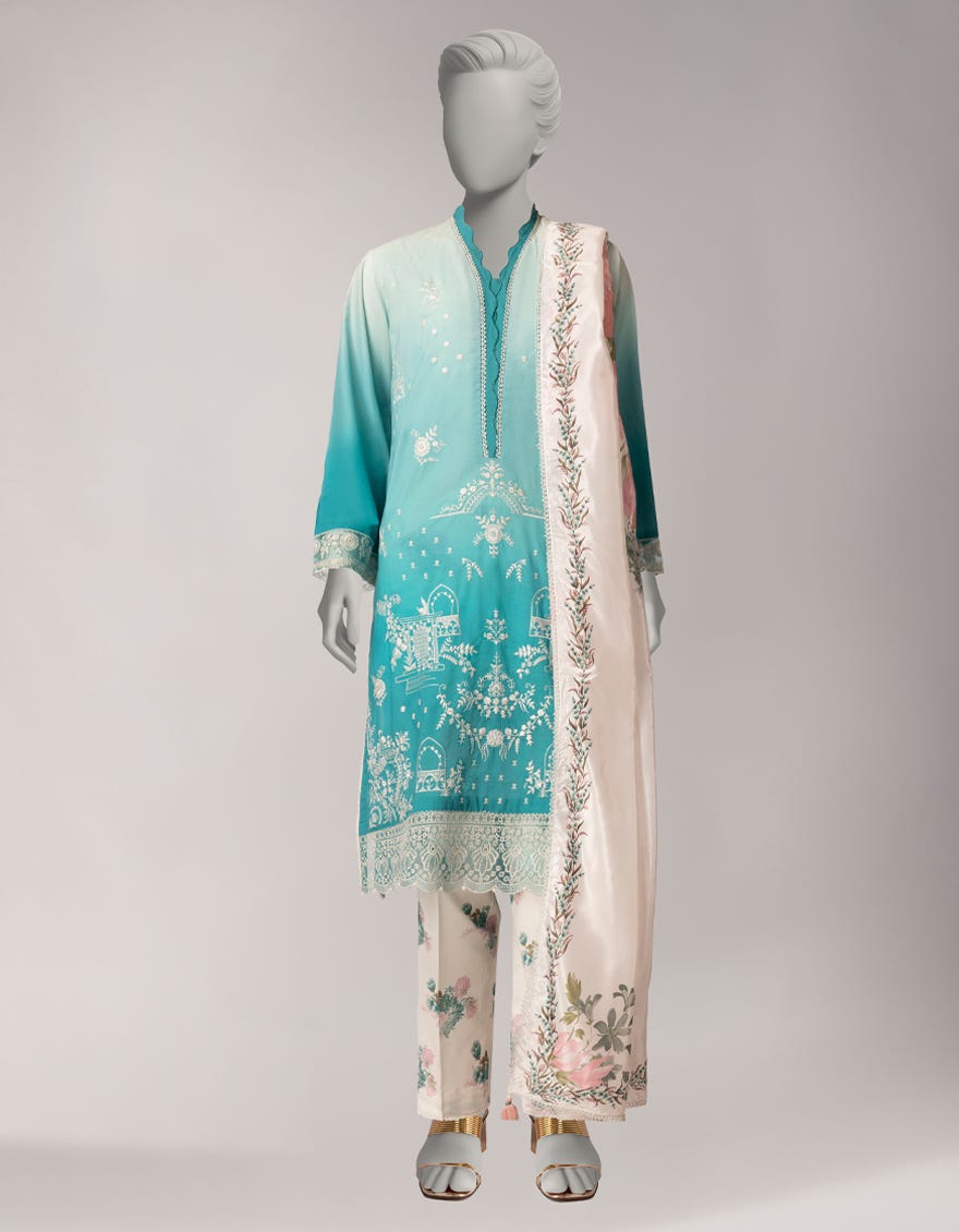 MULTICOLOR LAWN SCHIFFLI 3PC STITCHED