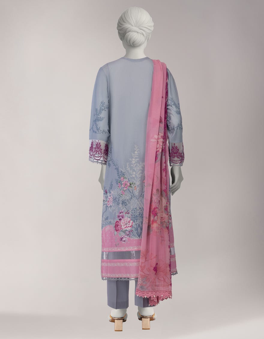GREY LAWN EMBROIDERED 3PC STITCHED