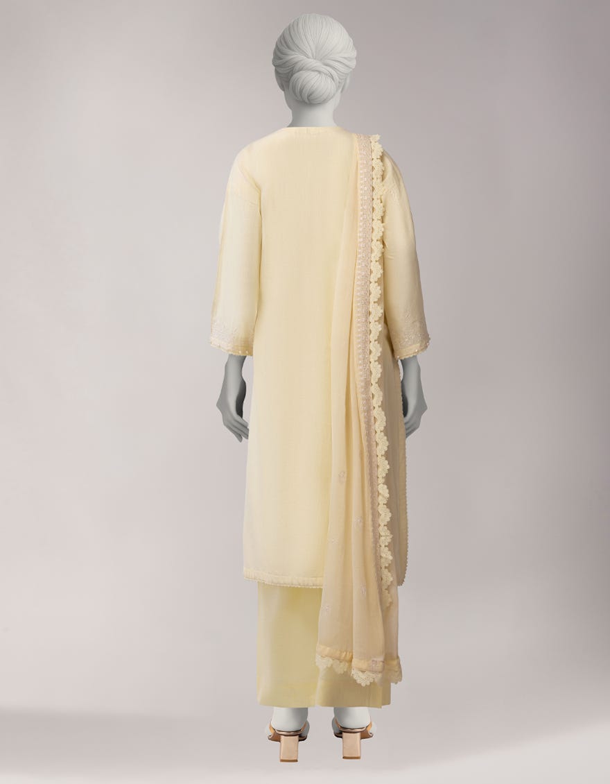 YELLOW LAWN EMBROIDERED STITCHED 3PC