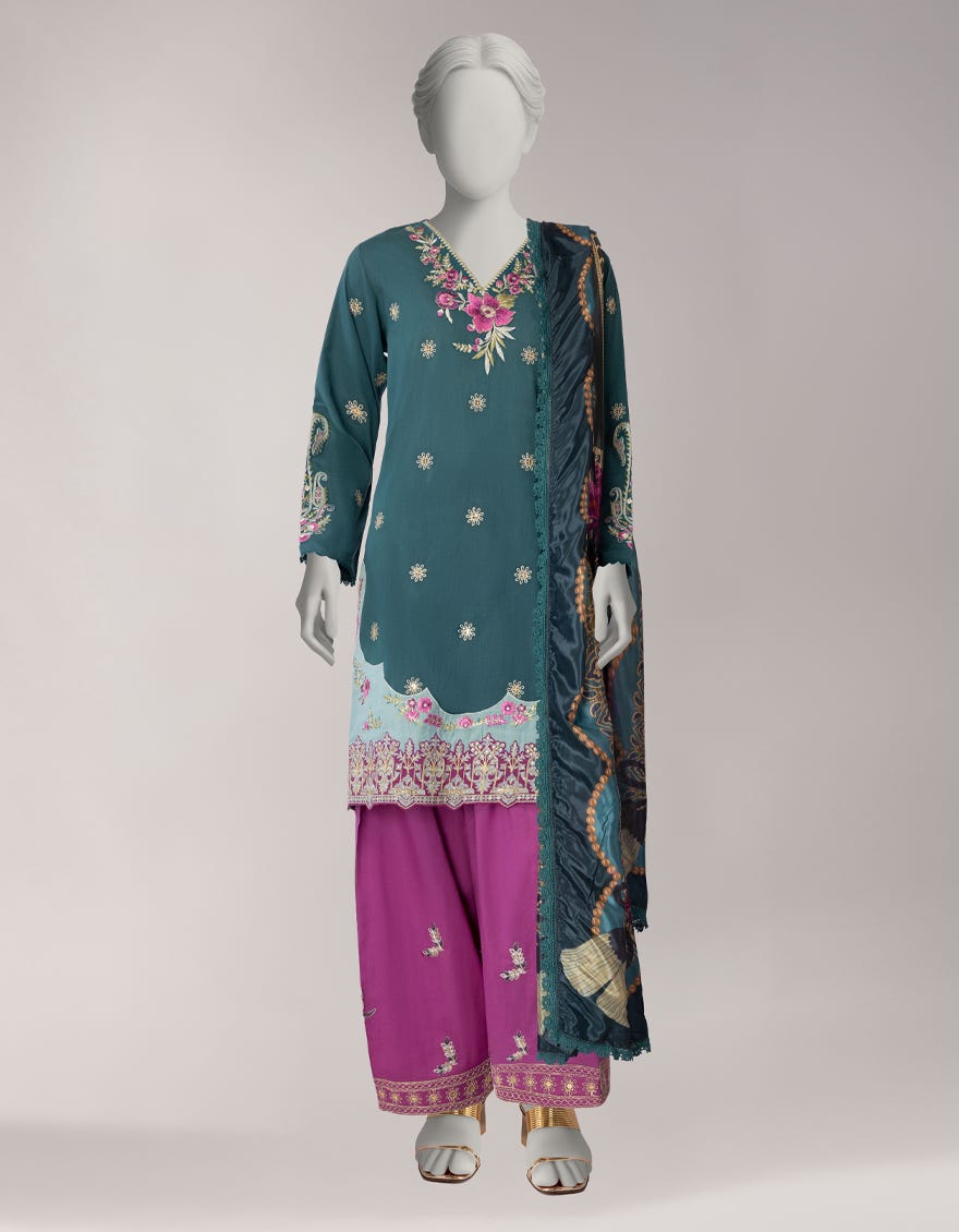 GREEN LAWN EMBROIDERED STITCHED 3PC