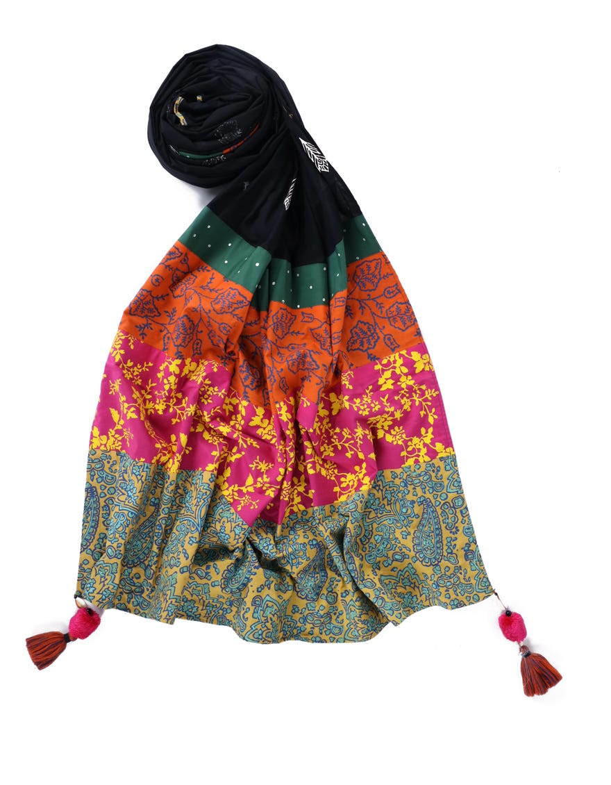 BLACK CAMBRIC PRINTED DUPATTA | JLDP-W-24-2659