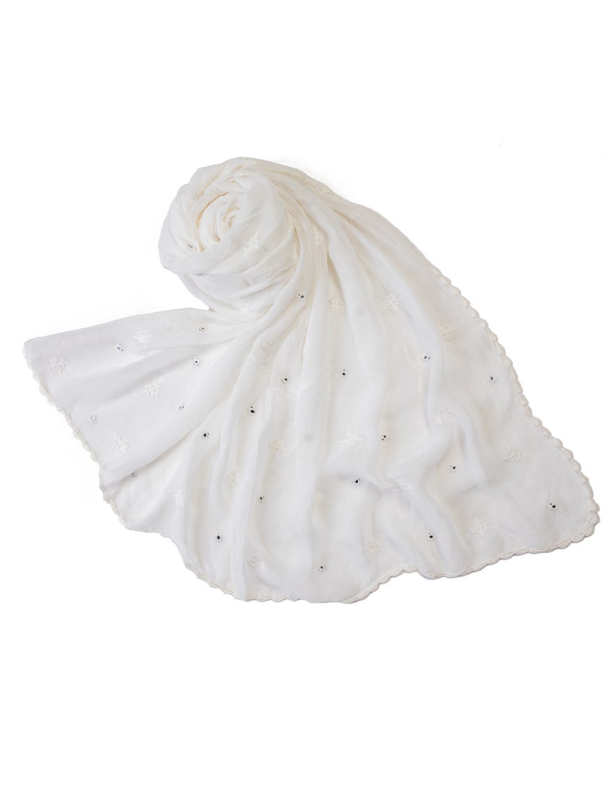 WHITE IMPURE CHIFFON DUPATTA