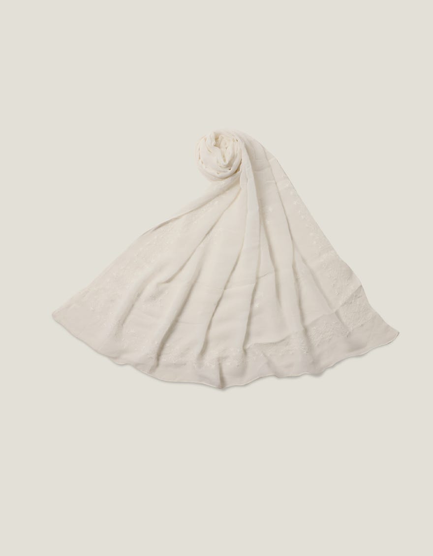 WHITE IMPURE CHIFFON DUPATTA