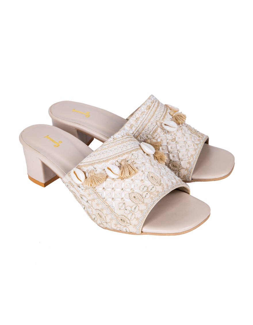 Off White Raw Silk Chappal | Jlfwc-24-1261