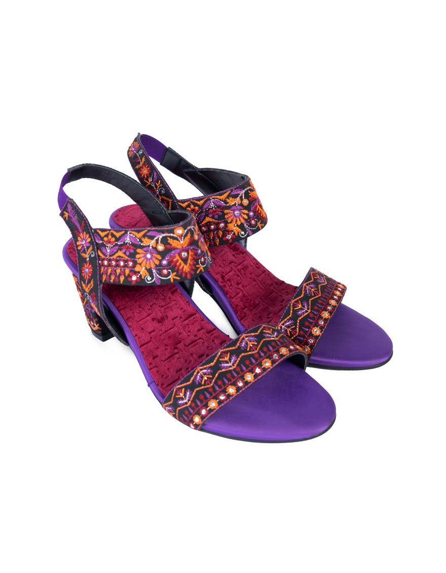 Purple Raw Silk Chappal | Jlfwc-24-1263