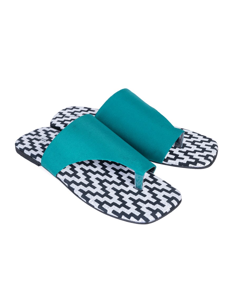 Green Silk Chappal | Jlfwc-24-1266