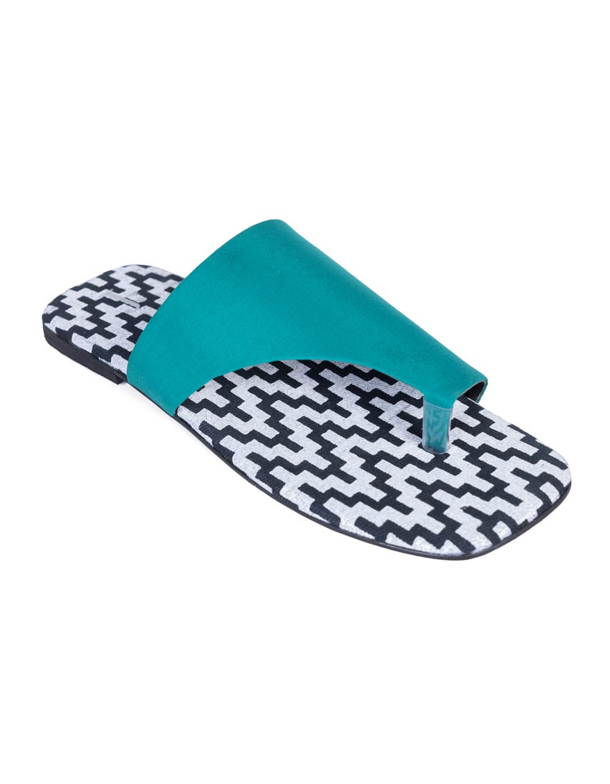 Green Silk Chappal | Jlfwc-24-1266