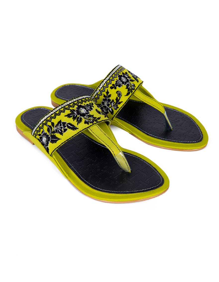 Green Silk Chappal | Jlfwc-24-1268