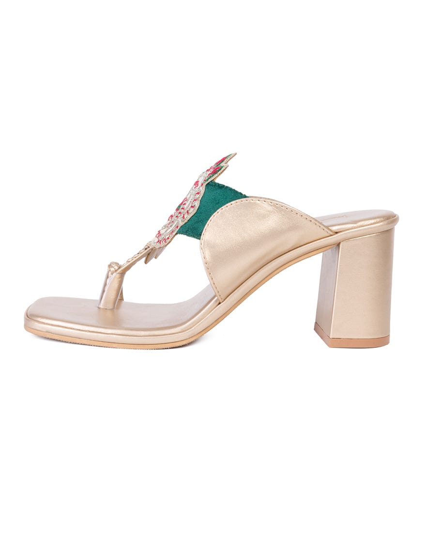 Golden Rexine Chappal | Jlfwc-24-1269