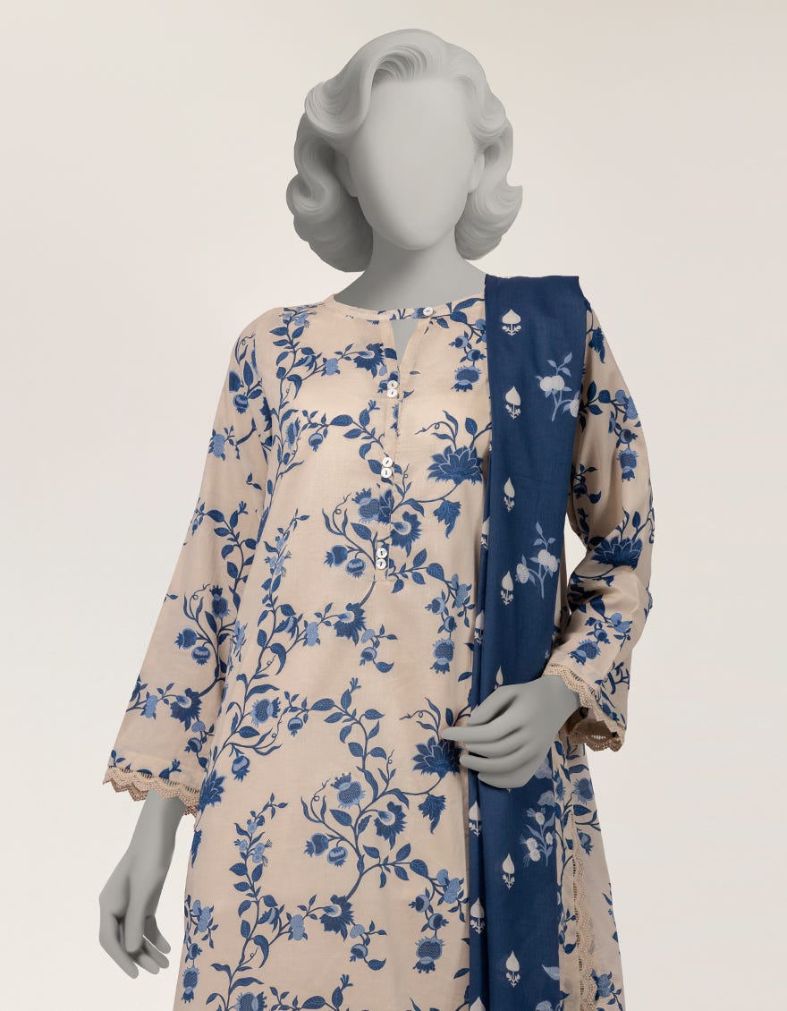 OFF WHITE LAWN PRINTED 3PC STITCHED