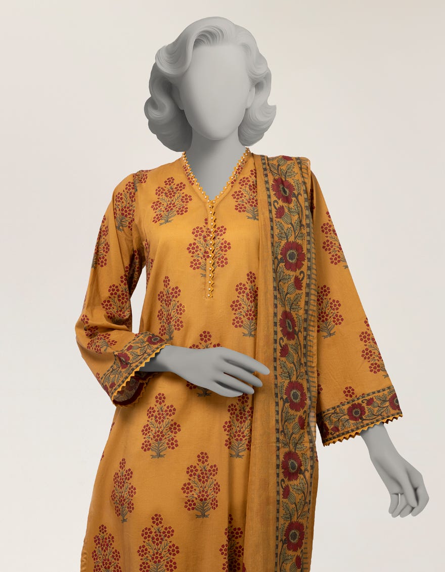 MUSTARD LAWN DIGITAL PRINTED 3PC STITCHED