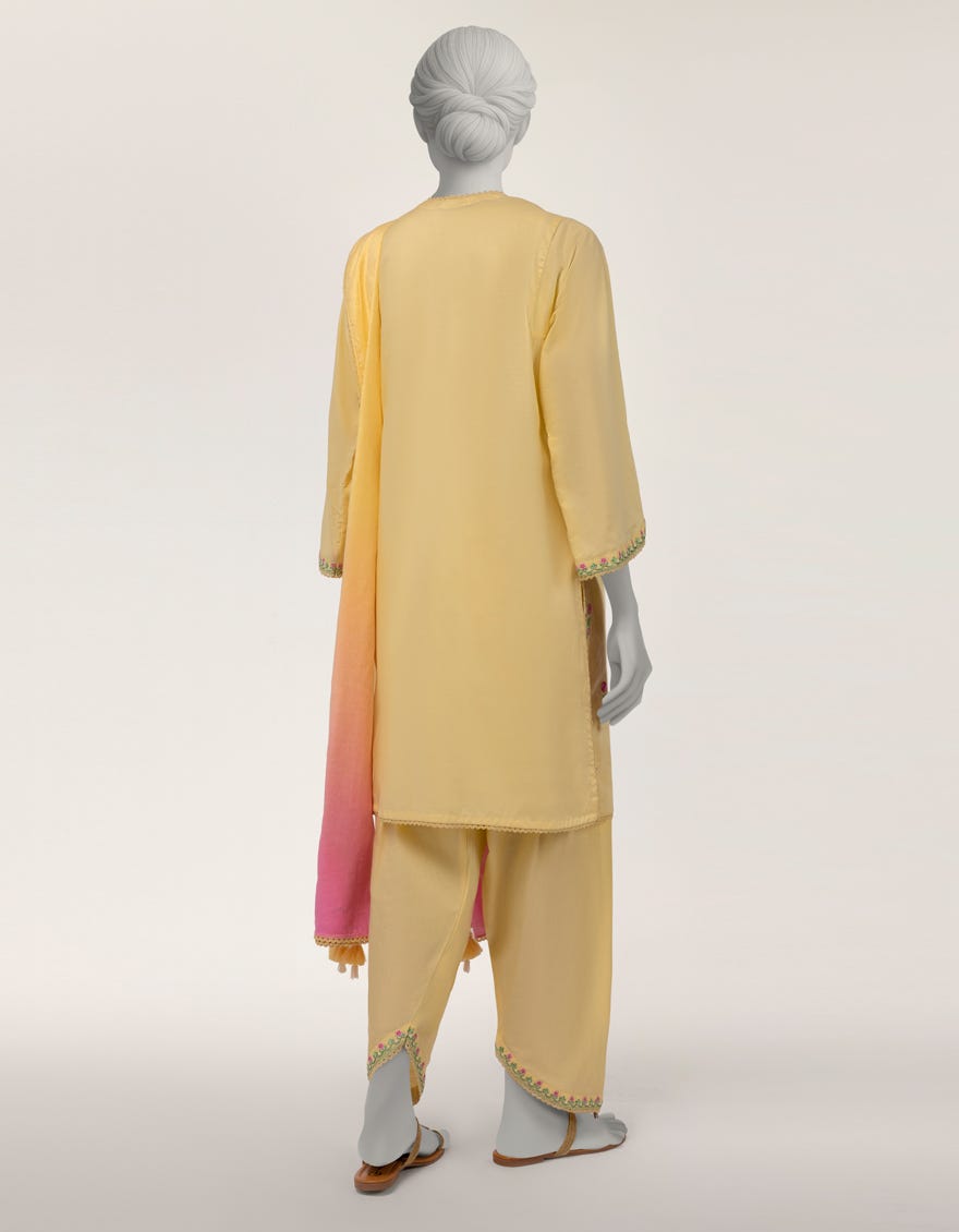 YELLOW LAWN EMBROIDERED 3PC STITCHED