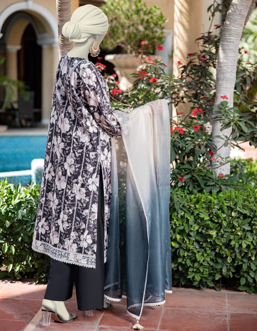 MULTICOLOR LAWN SCHIFFLI UNSTITCHED 3PC