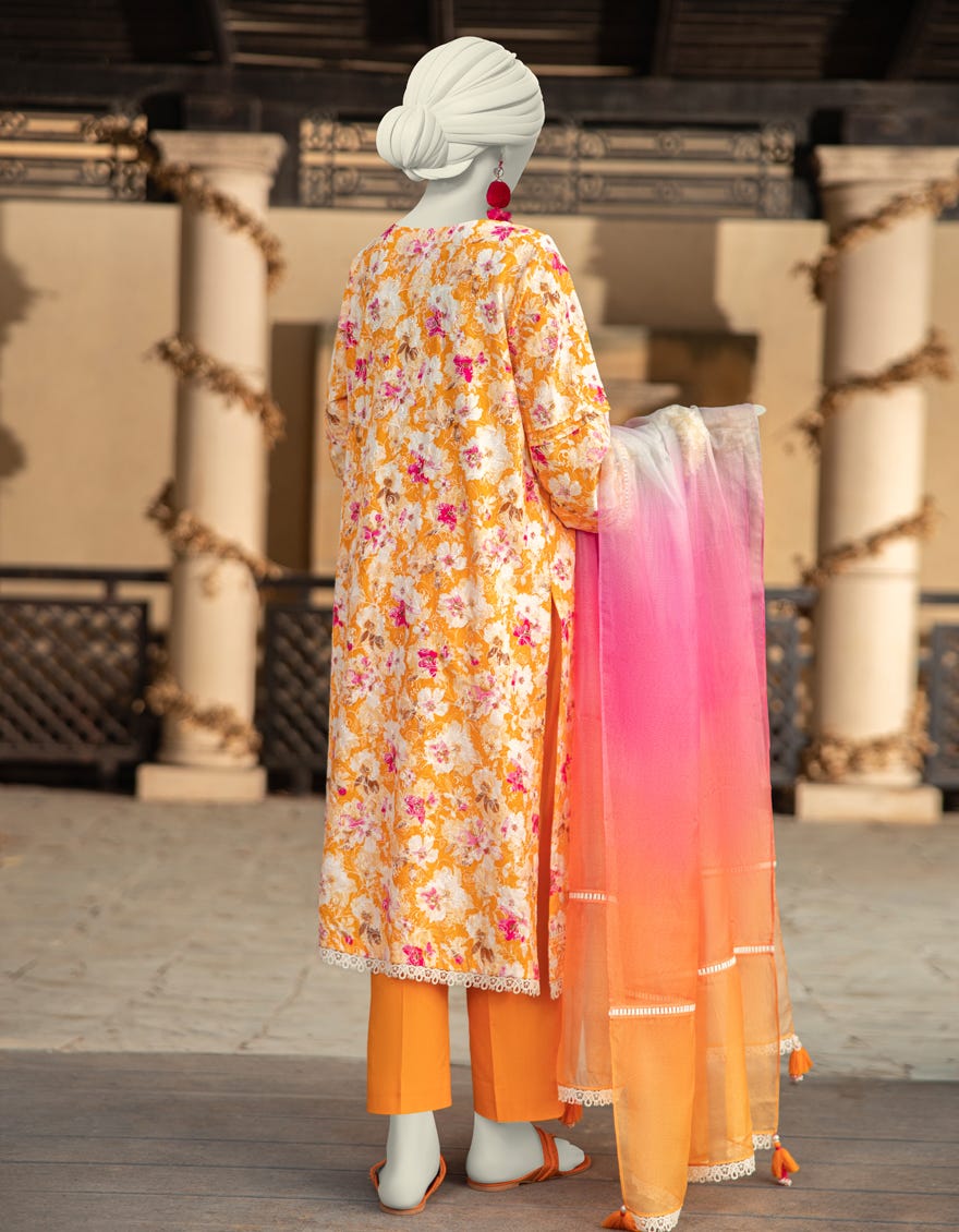 MULTICOLOR LAWN SCHIFFLI UNSTITCHED 3PC