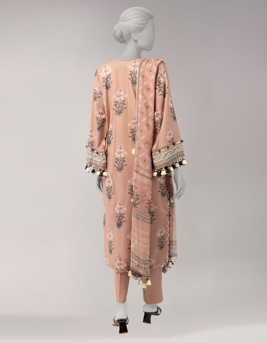 PINK LAWN EMBROIDERED UNSTITCHED 3PC