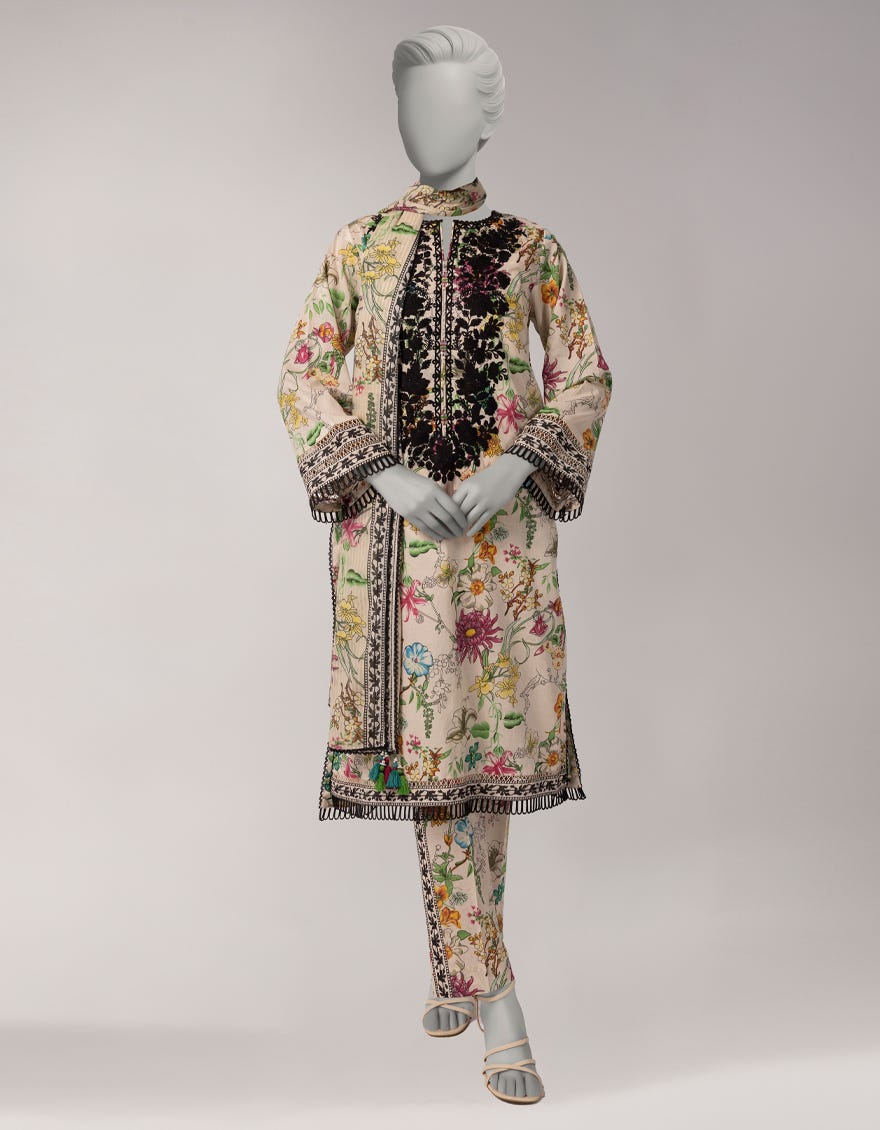 MULTICOLOR LAWN EMBROIDERED UNSTITCHED 3PC