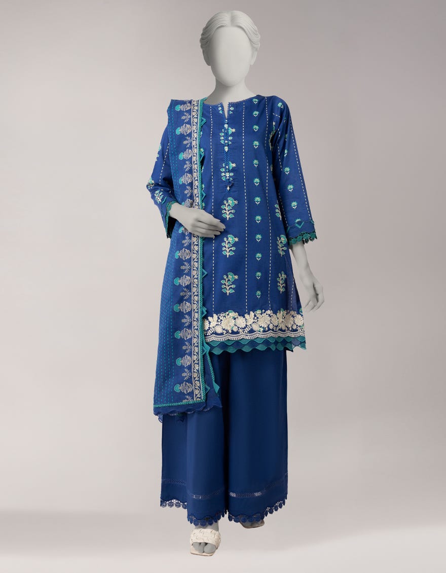 MULTICOLOR LAWN EMBROIDERED UNSTITCHED 3PC