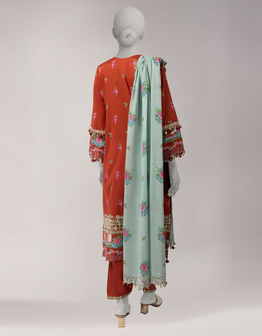 MULTICOLOR LAWN EMBROIDERED UNSTITCHED 3PC